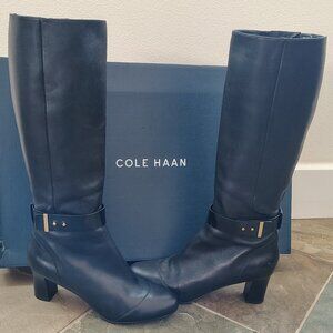 Cole Haan Black Leather Tall Knee High Boots